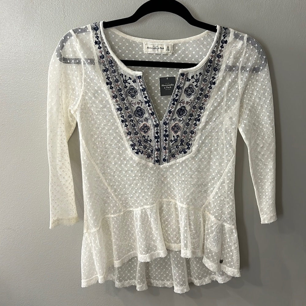 A&F Beaded Peplum Top